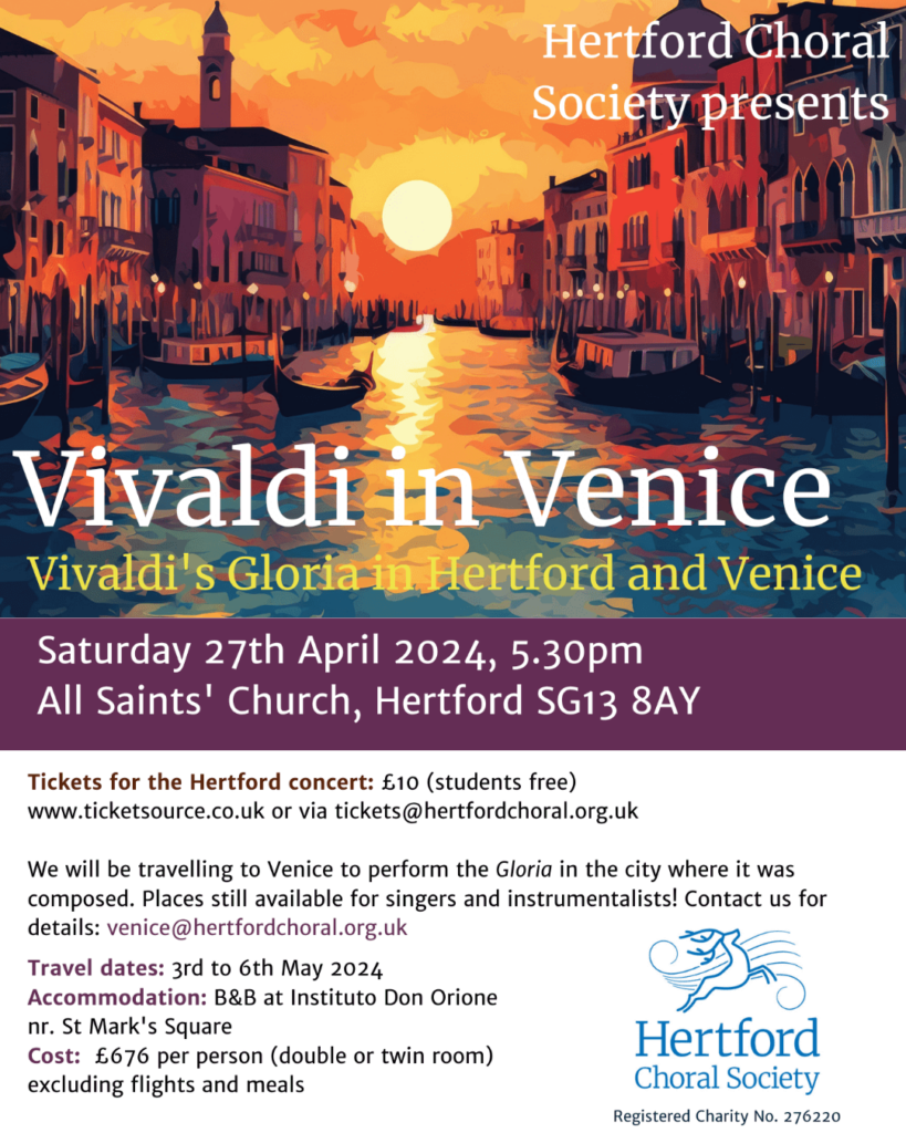 Vivaldi concert in Hertford on 27th April 2024