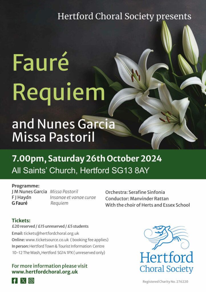 Faure Requiem Concert on 26th October 2024