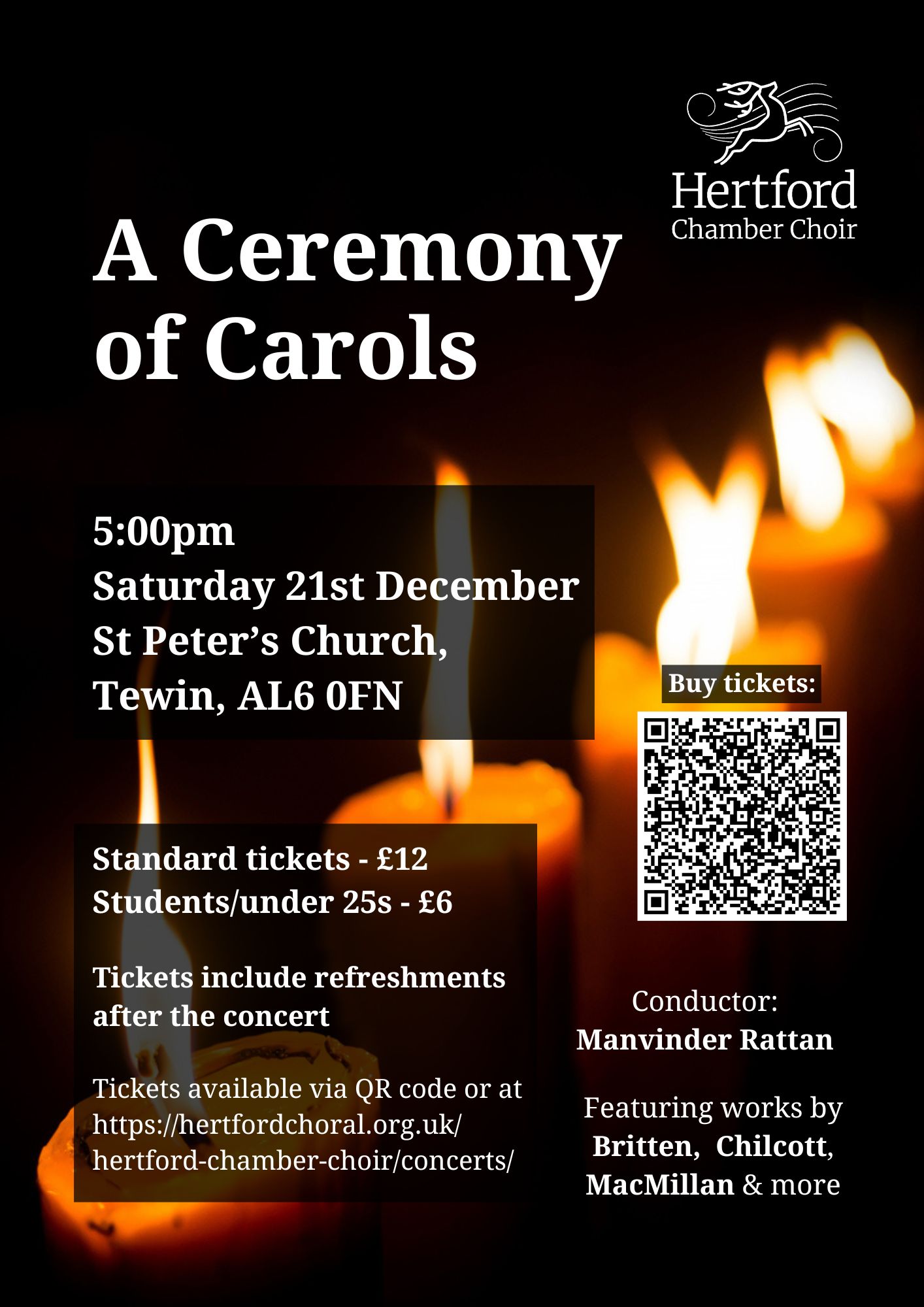 A Ceremony of Carols, 5pm, Saturday 21st December, St Peter's Church, Tewin